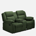 Duroflex Avalon Twin - Modern 2 Seater Sofa With Center Console and Cup Holder Fabric Manual Recliner