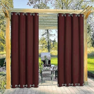duronet - polyester waterproof amp sun blockage curtains with top amp bottom ss eyelet ideal used for outdoor balcony amp indoor suitable for doorcolor-coffeesize-45x45feetpack of 1 pcs