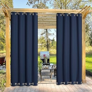 duronet - polyester waterproof amp sun blockage curtains with top amp bottom ss eyelet ideal used for outdoor balcony amp indoor suitable for doorcolor-navybluesize-45x7feetpack of 1 pcs