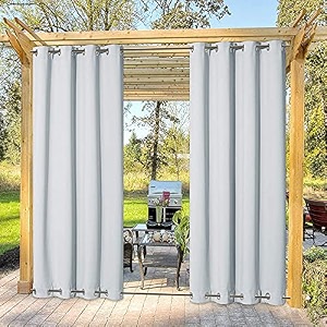 duronet - waterproof amp sun blockage top amp bottom eyelete outdoor curtains sky blue 45 x 6 feet polyester pack of 2