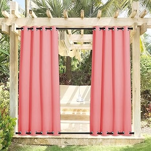 duronet - waterproof amp sun blockage top amp bottom eyelete outdoor curtainscolor - pink size - 45 x 11 feet pack of 1 pcs