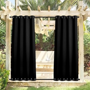duronet - waterproof amp sun blockage top amp bottom eyelete outdoor curtainscolor - coffee size - 45 x 12 feet pack of 2pcs