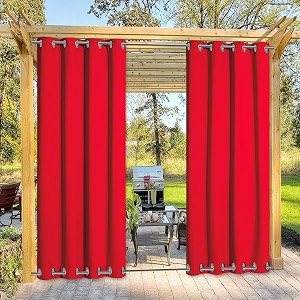 duronet - waterproof amp sun blockage top amp bottom eyelete outdoor curtainscolor - red size - 45 x 7 feet pack of 2pcs