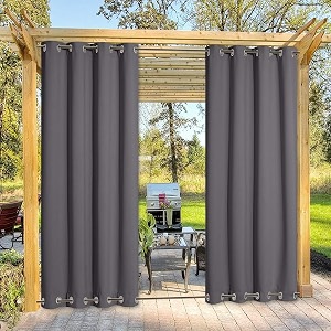 duronet - waterproof amp sun blockage top amp bottom eyelete outdoor curtainscolor - grey size - 45 x 5 feet pack of 1 pcs