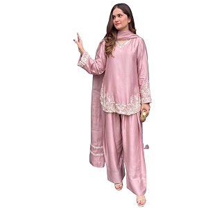 Durwa wondermart Women Silk Crepe Embroidery Work