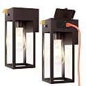 Porch Lights with Outlet, Dusk to Dawn Outdoor Light, 2-Pack Brown
