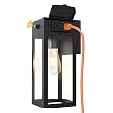 Porch Lights with Outlet, Dusk to Dawn Outdoor Light, Black
