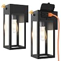 Porch Lights with Outlet, Dusk to Dawn Outdoor Light, 2-Pack Black