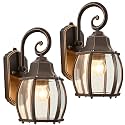 Dusk to Dawn Outdoor Wall Light in Oil Rubbed Bronze with Gold Rim 2-Pack Wall Lamp Outside Sensor Exterior Light Fixtures Wall Mount Porch Light E26 Exterior Wall Sconces for House Garden