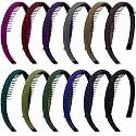 Duufin 12 Pcs Headbands with Teeth Non Slip Teeth Headbands for Girls Women