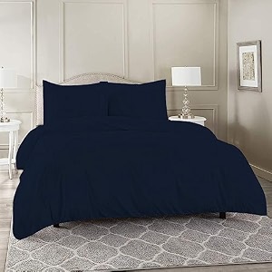 high thread count premium egyptian cotton 1000 tc double size 1 piece duvet cover elegant navy blue solid color duvet cover