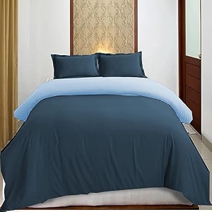 high thread count premium egyptian cotton 1000 tc single size duvet cover 1 piece duvet cover elegant navy blue and light blue solid color