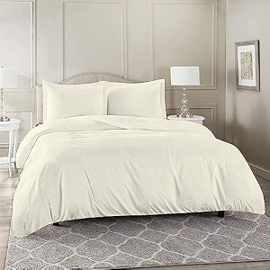 high thread count premium egyptian cotton 1000 tc queen size 1 piece duvet cover elegant ivory solid color duvet cover