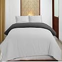 High Thread Count Premium Egyptian Cotton 1000 TC Queen Size Duvet Cover 1 Piece Duvet Cover Elegant White and Dark Grey Solid Color
