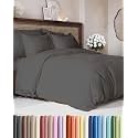 Duvet Cover Oversized Queen - 3 Piece with Zipper Closure - Charcoal