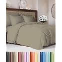 Duvet Cover Oversized Queen Size - 3 Piece with Zipper Closure - Khaki
