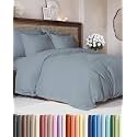 Duvet Cover Super King Size - 3 Piece with Zipper Closure - Steel Blue