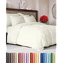 Duvet Cover Super Queen Size - 3 Piece with Zipper Closure - Ivory