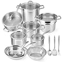 Duxtop Stainless Steel Pots and Pans Set, 17PC Induction Cookware Set