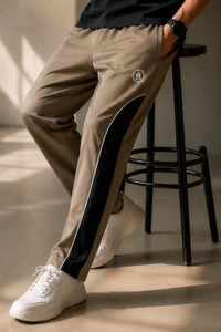 DUYOURA Men Colorblock Beige Track Pants