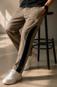 DUYOURA Men Colorblock Beige Track Pants