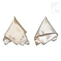 Malbury Silk Satin Pocket Square Wedding Suits Handkerchiefs, DUO (2, White&amp;Cream, Men (Regular))