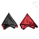 Malbury Silk Satin Pocket Square Wedding Suits Handkerchiefs, DUO (2, Black&amp;Red, Men (Regular))