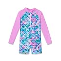 Dvenki Toddler Girls Long Sleeve Rashguard Swimsuit Zipper Sizes 2T-10