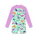 Dvenki Toddler Girls Long Sleeve Rashguard Swimsuit Zipper Sizes 2T-10