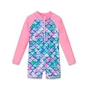 Dvenki Toddler Girls Long Sleeve Rashguard Swimsuit Zipper Sizes 2T-10