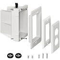 DVFR1W-1 Recessed Outlet Box, Recessed Electrical Box for Wall Mount TV, Outlet Mounting Box for New Construction&amp;Retrofit Projects, Wall Outlet Box with Duplex &amp; Decorator Style Covers,1-Gang