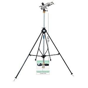 dvi 12534 inch brass amp aluminium raingun set with pipe connector 12ft isi riser pipe amp 4 leg height adjustable isi ms stand c type sprinkler adapter set 50mm 1534 inch