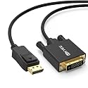 DVI to Displayport Adapter Cable, UKYEE Display Port (DP) to DVI Adapter Converter Male to Female Compatible with Computer,Laptop,PC,Monitor,Projector,HDTV -Black