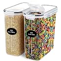 DWËLLZA KITCHEN EXTRA LARGE Cereal Containers Storage (6.3L / 213OZ) Set of 2 Family Size Bulk Cereal Dispenser Countertop, Airtight Food Storage Containers for Pantry Organization, Labels &amp; Marker