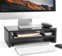 Dwhandicrafts monitor stand for desk wooden monitor riser computer screen stand wood monitor stand computer monitor riser desktop shelf organizer Wooden Desk Stand Laptop Stand Compatible with 40 - 44cm Laptops (Black)
