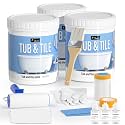 DWIL Tub Paint, Tub and Tile Refinishing Kit with Tools, Tile Refinishing Kit White Bathtub Paint Water Based &Low Odor, Easy to Use Sink for Bathroom Kitchen, Semi-Gloss White, 50-55sq.ft-3 Pack