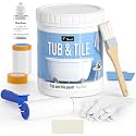 DWIL Tub Paint, Tub and Tile Refinishing Kit 33oz with Tools, Tile Refinishing Kit Bathtub Paint Water Based &Low Odor, Easy to Use Sink for Bathroom Kitchen, Semi-Gloss Vanilla White, 50-55sq.ft