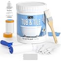 DWIL Tub Paint, Tub and Tile Refinishing Kit 33oz with Tools, Tile Refinishing Kit Bathtub Paint Water Based &Low Odor, Easy to Use Sink for Bathroom Kitchen, Semi-Gloss Light Grey, 50-55sq.ft