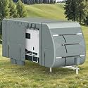 DWVO 18-20FT Travel Trailer Cover RV Cover Camper Cover Super Thick Waterproof Windproof Anti-UV Rip-Stop Motorhome Covers with 2 Long Straps 4 Tire Covers Tongue Jack Cover