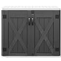 DWVO 35 Cu Ft Storage Shed with Unique X-Shaped Lockable Door, Outdoor Weatherproof Resin Shed Without Shelf for Waste Bins, Bicycles, Gardening & Lawn Equipment, Dark Gray
