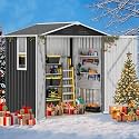 DWVO 6x4ft Metal Outdoor Storage Shed with Window, Lockable Tool Storage Sheds, Steel Garden Sheds with Sloped Roof for Backyard, Patio, Garage, Lawn, Gray + White