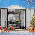 DWVO 6x4ft Storage Shed for Outdoors, Metal Sturdy Weatherproof Tool Locker with Secure Door and Ventilation for Equipment, Mowers, Bikes, Outdoor Spaces, White