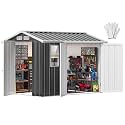 DWVO 7x5 FT Outdoor Storage Shed with 3 Lockable Doors and Window