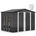 DWVO 7'x5' Large Metal Outdoor Storage Shed, Heavy Duty Tool Storage Sheds for Backyard Patio Lawn - Ideal for Bicycles, Garden Tools, and Lawn Equipment, Easy-to-Assemble, Dark Gray