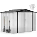 DWVO 7'x5' Large Metal Outdoor Storage Shed, Heavy Duty Tool Storage Sheds for Backyard Patio Lawn - Ideal for Bicycles, Garden Tools, and Lawn Equipment, Easy-to-Assemble, White