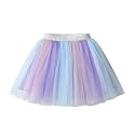 DXTON Girls Tutu Skirt Rainbow Toddler Tulle Ballet Dance Skirt for 3-10Y