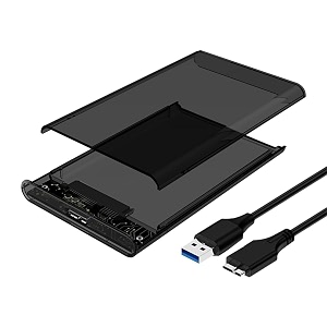 dyazo 2534 sata to usb 30 external hard drive enclosure  7 mm and 95 mm tool free with transparent design  support uasp up to 5tb hddssd compatible with pc laptop and tv black