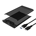Dyazo 2.5" SATA to USB 3.0 External Hard Drive Enclosure | 7 MM and 9.5 MM Tool Free with Transparent Design | Support UASP Up to 5TB HDD/SSD Compatible with PC, Laptop and TV (Black)