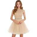 Dydsz Womens Scoop Appliques Homecoming Dress Short Cocktail Party Gown