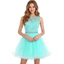 Dydsz Womens Scoop Appliques Homecoming Dress Short Cocktail Party Gown